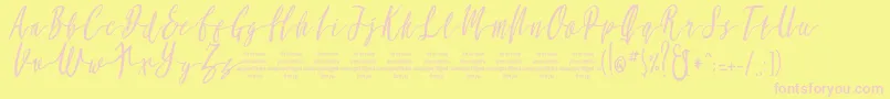 MollucaItalicFree Font – Pink Fonts on Yellow Background