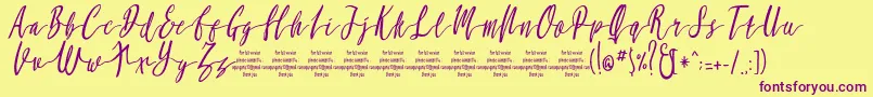 MollucaItalicFree-Schriftart – Violette Schriften auf gelbem Hintergrund