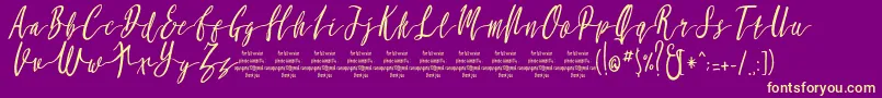 MollucaItalicFree-Schriftart – Gelbe Schriften auf violettem Hintergrund