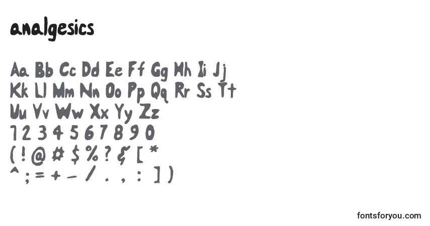A fonte Analgesics (119480) – alfabeto, números, caracteres especiais