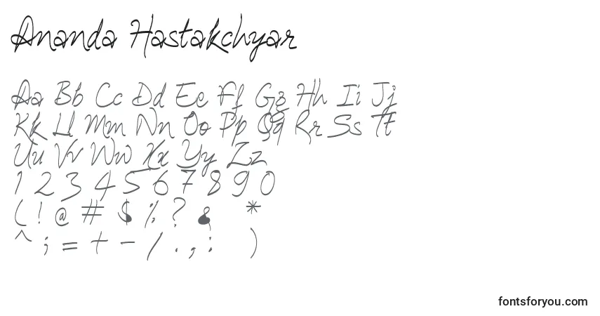 Шрифт Ananda Hastakchyar – алфавит, цифры, специальные символы