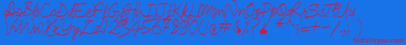フォントAnanda Hastakchyar – 赤い文字の青い背景