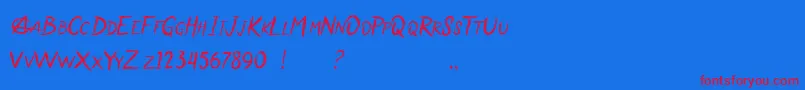 Anarchaos-Schriftart – Rote Schriften auf blauem Hintergrund