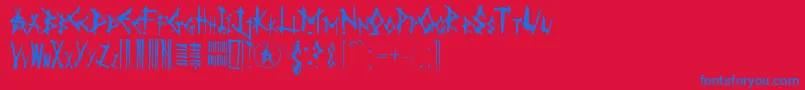 AnarK-Schriftart – Blaue Schriften auf rotem Hintergrund