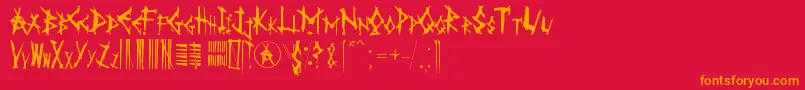 AnarK-Schriftart – Orangefarbene Schriften auf rotem Hintergrund