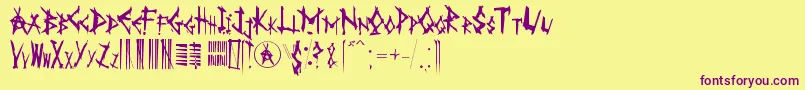 Fonte AnarK – fontes roxas em um fundo amarelo