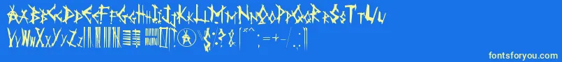 フォントAnarK – 黄色の文字、青い背景