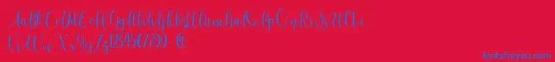 Anastasia  Font – Blue Fonts on Red Background