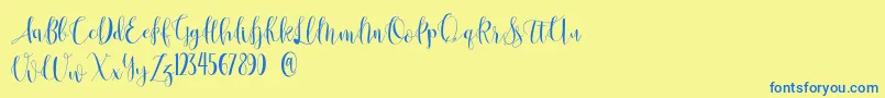 Anastasia  Font – Blue Fonts on Yellow Background