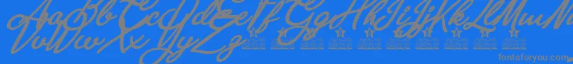 Fonte Anastasia Script Personal Use – fontes cinzas em um fundo azul