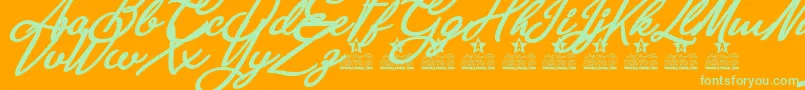 Anastasia Script Personal Use Font – Green Fonts on Orange Background