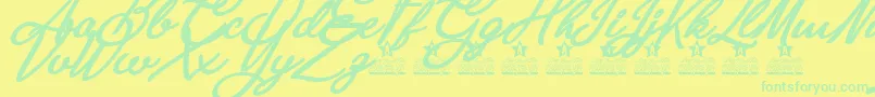 Anastasia Script Personal Use-Schriftart – Grüne Schriften auf gelbem Hintergrund