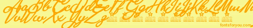 Шрифт Anastasia Script Personal Use – оранжевые шрифты на жёлтом фоне