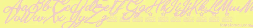 Fonte Anastasia Script Personal Use – fontes rosa em um fundo amarelo