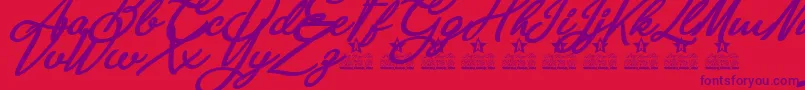 Anastasia Script Personal Use-fontti – violetit fontit punaisella taustalla