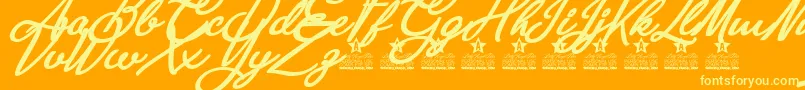 Anastasia Script Personal Use-fontti – keltaiset fontit oranssilla taustalla