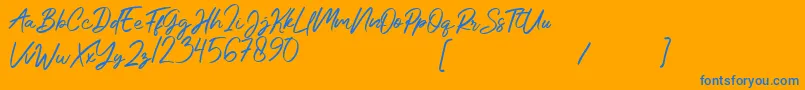 Anastik Font – Blue Fonts on Orange Background