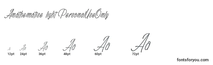 Anathematise light PersonalUseOnly Font Sizes