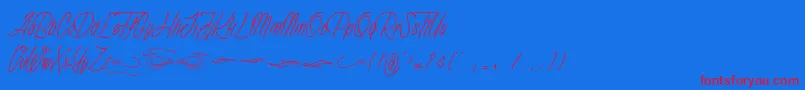 Anathematise PersonalUseOnly-Schriftart – Rote Schriften auf blauem Hintergrund