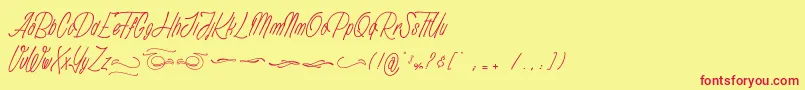 フォントAnathematise PersonalUseOnly – 赤い文字の黄色い背景
