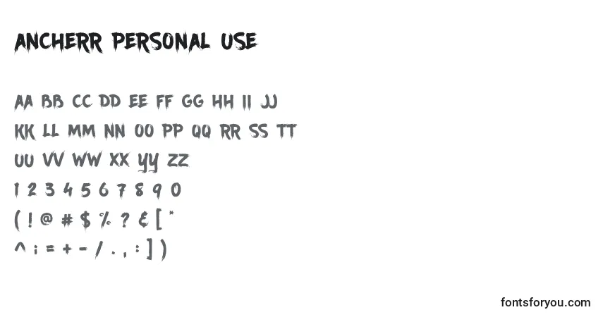 Ancherr Personal Use Font – alphabet, numbers, special characters