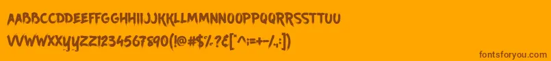Weitere Informationen zur Ancherr Personal Use-Schriftart Ancherr Personal Use-Schriftart – Braune Schriften auf orangefarbenem Hintergrund