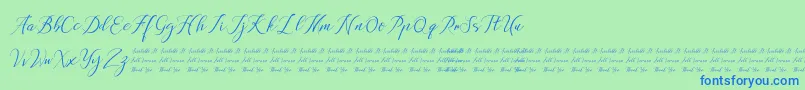 Anchou-Schriftart – Blaue Schriften auf grünem Hintergrund