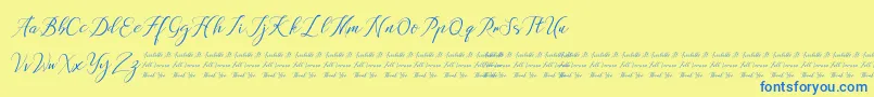 Anchou-Schriftart – Blaue Schriften auf gelbem Hintergrund