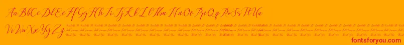 Fonte Anchou – fontes vermelhas em um fundo laranja