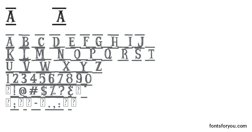 A fonte Ancient Ad – alfabeto, números, caracteres especiais