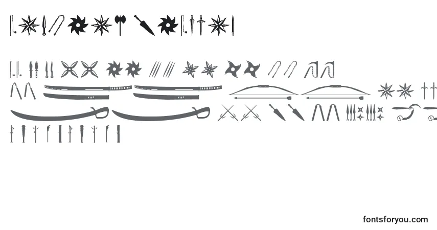 A fonte Ancient Weapons – alfabeto, números, caracteres especiais