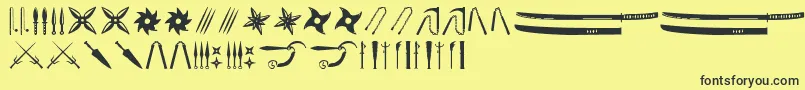 Ancient Weapons-Schriftart – Schwarze Schriften auf gelbem Hintergrund