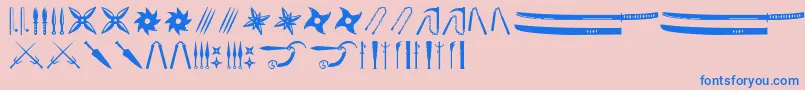 Ancient Weapons-Schriftart – Blaue Schriften auf rosa Hintergrund