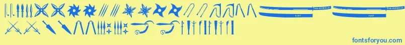 Ancient Weapons Font – Blue Fonts on Yellow Background