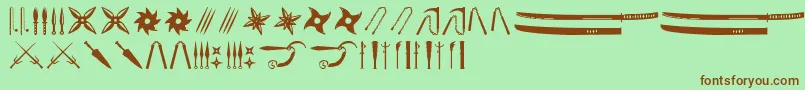 Ancient Weapons-Schriftart – Braune Schriften auf grünem Hintergrund