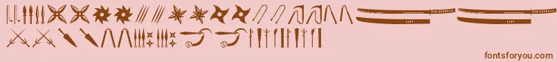 Ancient Weapons-Schriftart – Braune Schriften auf rosa Hintergrund