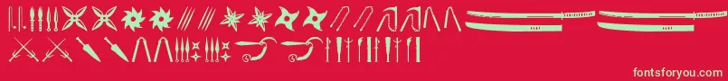 Ancient Weapons-Schriftart – Grüne Schriften auf rotem Hintergrund