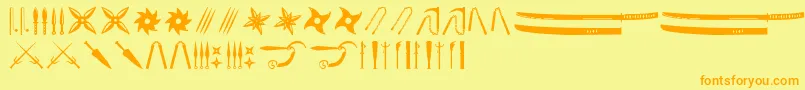 Fonte Ancient Weapons – fontes laranjas em um fundo amarelo