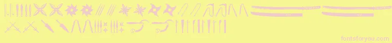 Ancient Weapons Font – Pink Fonts on Yellow Background