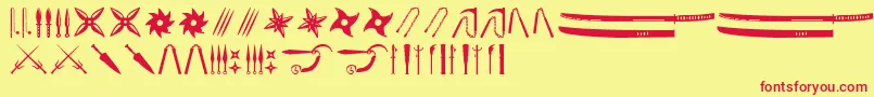 Ancient Weapons Font – Red Fonts on Yellow Background