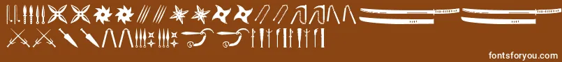 Ancient Weapons-Schriftart – Weiße Schriften auf braunem Hintergrund