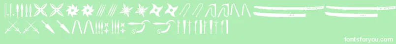 Ancient Weapons-Schriftart – Weiße Schriften auf grünem Hintergrund