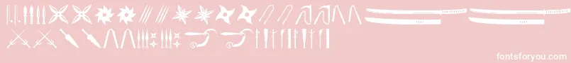 Ancient Weapons-Schriftart – Weiße Schriften auf rosa Hintergrund