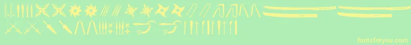 Ancient Weapons-Schriftart – Gelbe Schriften auf grünem Hintergrund