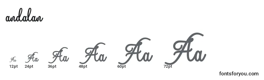 Размеры шрифта Andalan