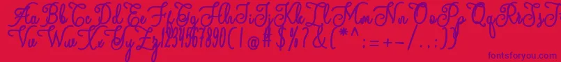 andalan-Schriftart – Violette Schriften auf rotem Hintergrund