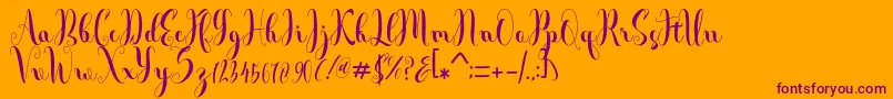 Andalas-Schriftart – Violette Schriften auf orangefarbenem Hintergrund