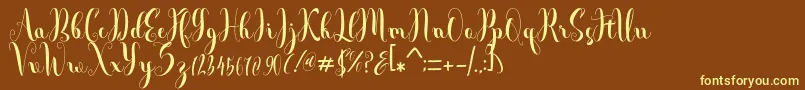 Andalas-fontti – keltaiset fontit ruskealla taustalla