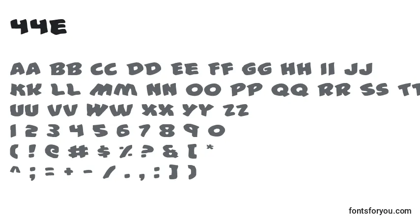 A fonte 44e – alfabeto, números, caracteres especiais