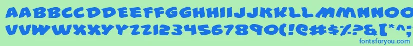 44e Font – Blue Fonts on Green Background